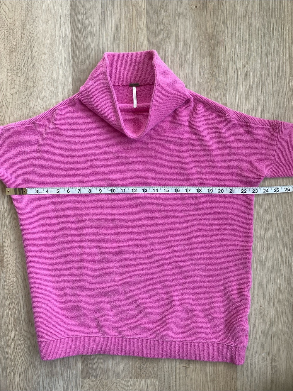 Free People Pink Oversized Ottoman Sweater Slouchy Mock Neck Cozy Boho Knit - Picture 8 of 9